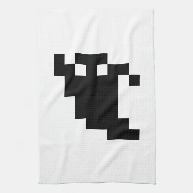 8 Bit Pixel Ghost Shadow Kitchen Towel (Vertical)