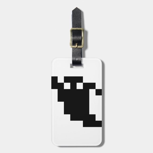 8 Bit Pixel Ghost Shadow Luggage Tag (Front Vertical)