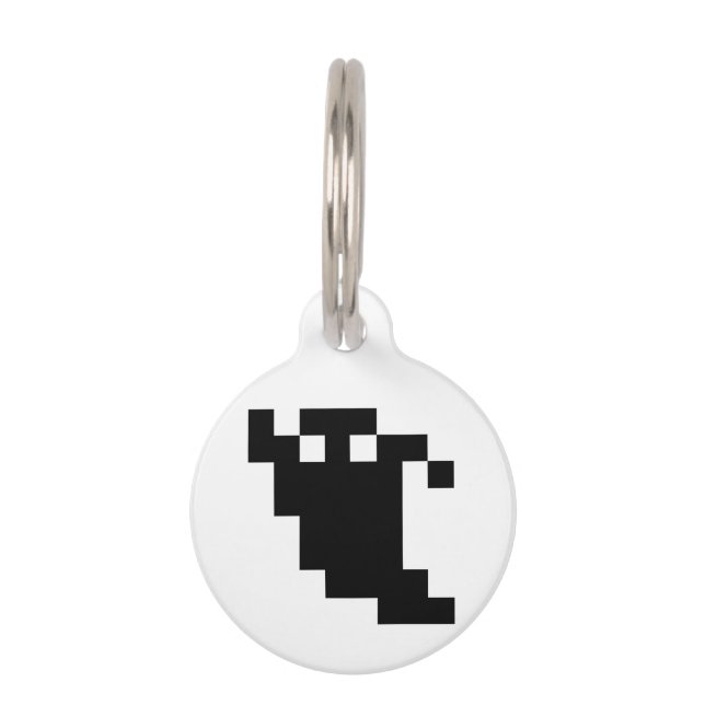 8 Bit Pixel Ghost Shadow Pet Tag (Front)
