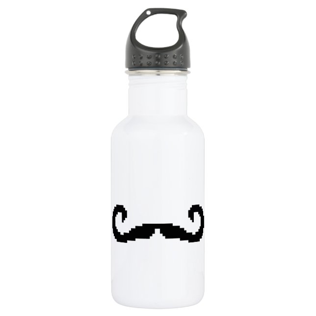 8 Bit Pixel Handlebar Moustache 532 Ml Water Bottle (Front)