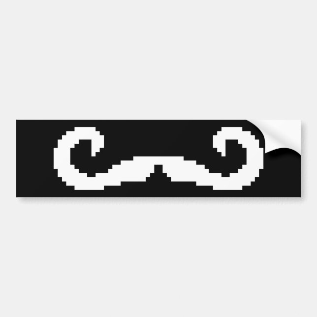 8 Bit Pixel Handlebar Moustache Bumper Sticker (Front)