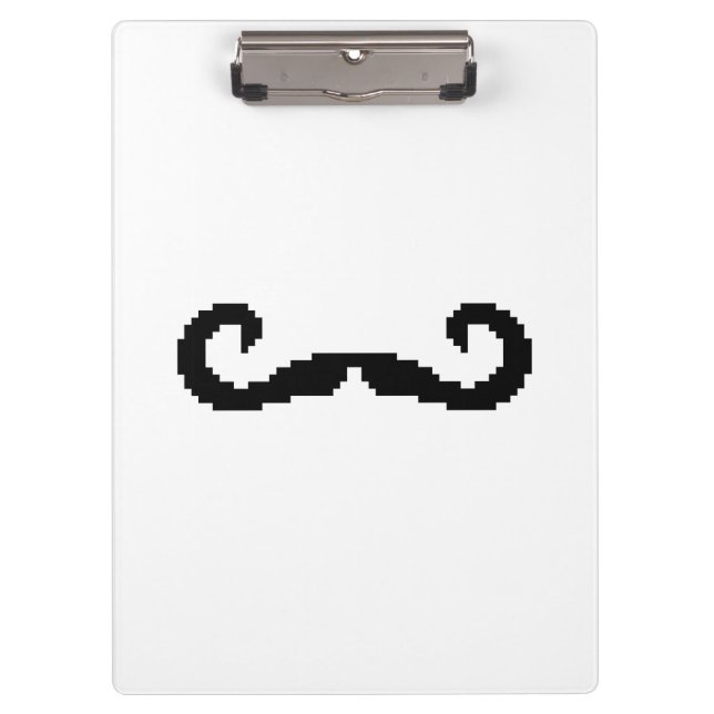 8 Bit Pixel Handlebar Moustache Clipboard (Front)