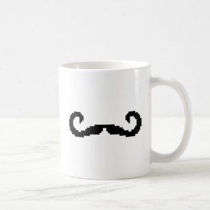 8 Bit Pixel Handlebar Moustache Coffee Mug