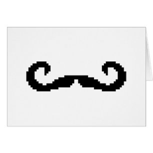 8 Bit Pixel Handlebar Moustache Greeting Card