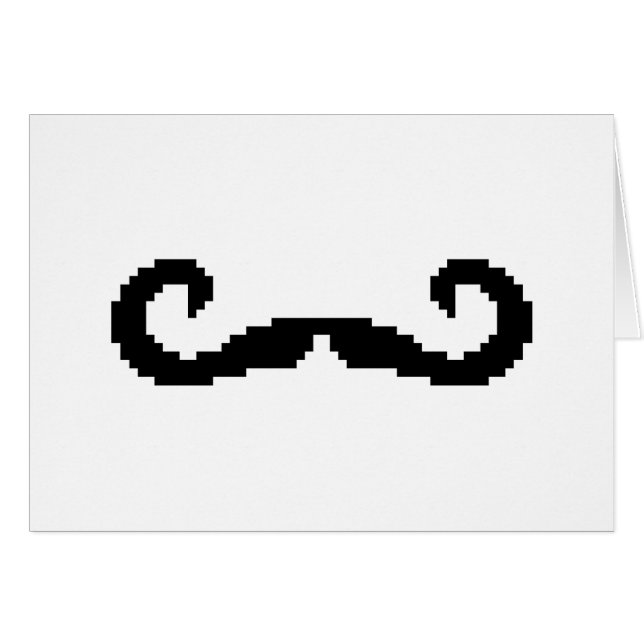 8 Bit Pixel Handlebar Moustache Greeting Card (Front Horizontal)