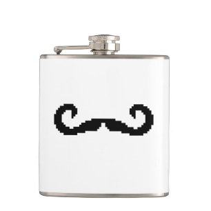8 Bit Pixel Handlebar Moustache Hip Flask
