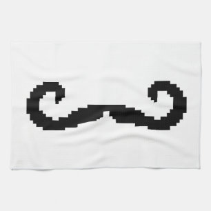 8 Bit Pixel Handlebar Moustache Kitchen Towel
