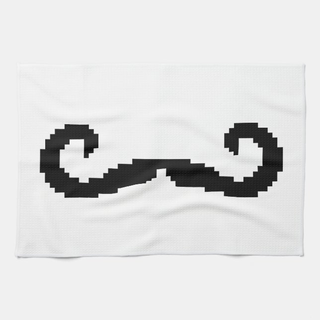 8 Bit Pixel Handlebar Moustache Kitchen Towel (Horizontal)