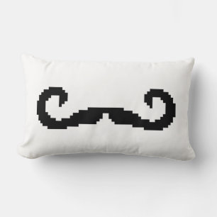 8 Bit Pixel Handlebar Moustache Lumbar Pillow