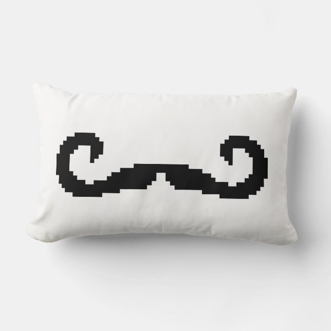 8 Bit Pixel Handlebar Moustache Lumbar Pillow (Front)