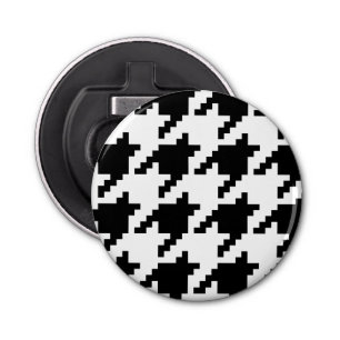 8 Bit Pixel Houndstooth Check Pattern Bottle Opener