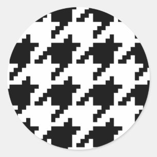 8 Bit Pixel Houndstooth Check Pattern Classic Round Sticker