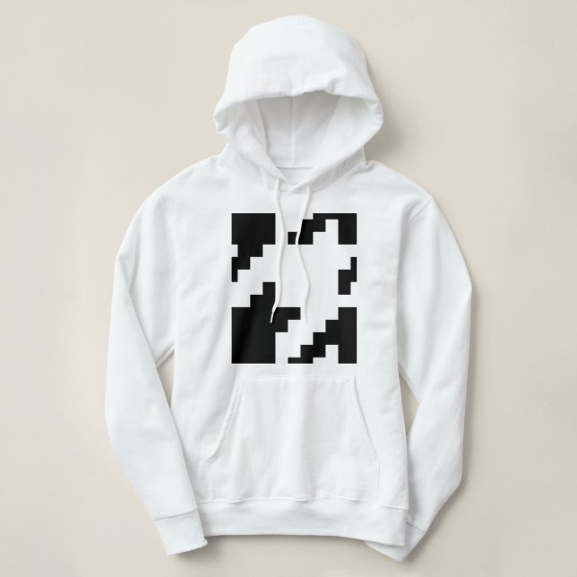 8 Bit Pixel Houndstooth Check Pattern Hoodie (Design Front)