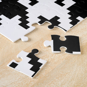 8 Bit Pixel Houndstooth Check Pattern Jigsaw Puzzle