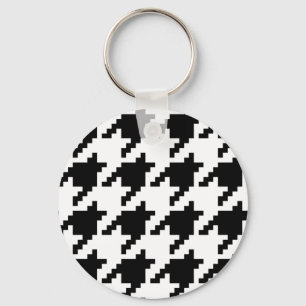 8 Bit Pixel Houndstooth Check Pattern Keychain
