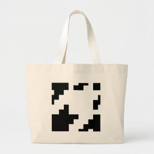 8 Bit Pixel Houndstooth Check Pattern Large Tote Bag
