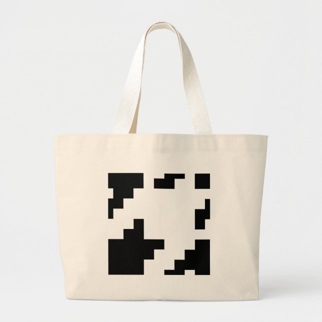 8 Bit Pixel Houndstooth Check Pattern Large Tote Bag (Front)