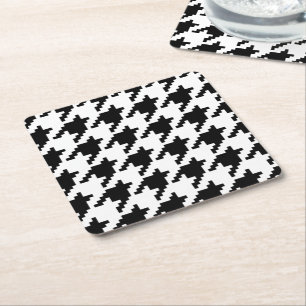 8 Bit Pixel Houndstooth Check Pattern Square Paper Coaster