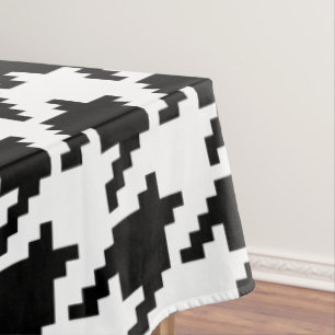 8 Bit Pixel Houndstooth Check Pattern Tablecloth