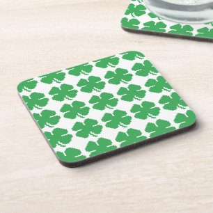 8 Bit Pixel Lucky Four Leaf Clover Coaster