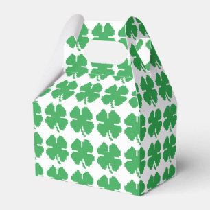 8 Bit Pixel Lucky Four Leaf Clover Favor Box
