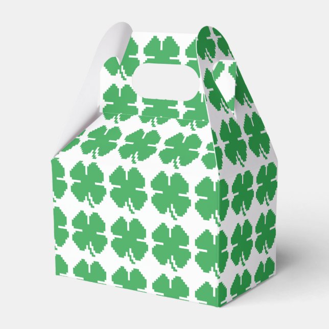 8 Bit Pixel Lucky Four Leaf Clover Favor Box (Front Side)