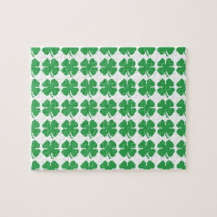 8 Bit Pixel Lucky Four Leaf Clover Jigsaw Puzzle