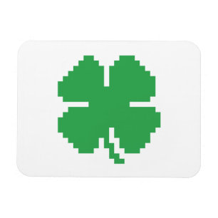 8 Bit Pixel Lucky Four Leaf Clover Magnet