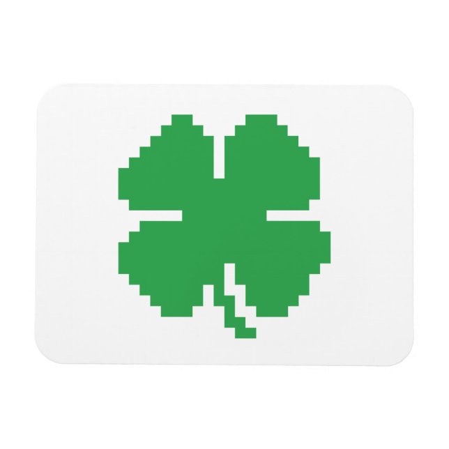 8 Bit Pixel Lucky Four Leaf Clover Magnet (Horizontal)