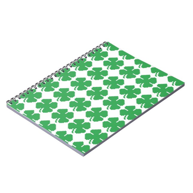 8 Bit Pixel Lucky Four Leaf Clover Notebook (Left Side)