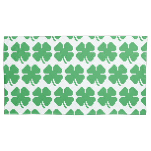 8 Bit Pixel Lucky Four Leaf Clover Pillowcase