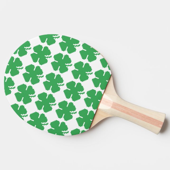8 Bit Pixel Lucky Four Leaf Clover Ping Pong Paddle (Side)