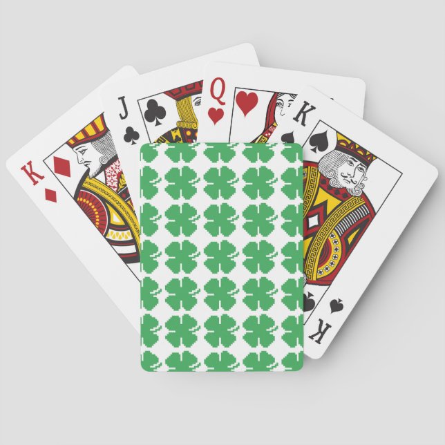 8 Bit Pixel Lucky Four Leaf Clover Playing Cards (Back)