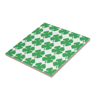 8 Bit Pixel Lucky Four Leaf Clover Tile