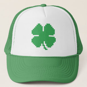8 Bit Pixel Lucky Four Leaf Clover Trucker Hat