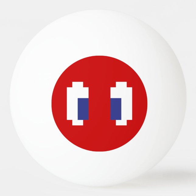8 Bit Pixel Manga Eyes Ping Pong Ball (Front)
