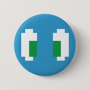 8 Bit Pixel Manga Green Eyes 2 Inch Round Button