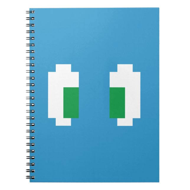 8 Bit Pixel Manga Green Eyes Notebook (Front)