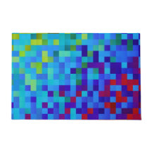 8-bit Pixel Pattern Vibrant Bright Geeky Blue Red