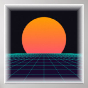 8-Bit Pixel Sunset - Retro Arcade Print