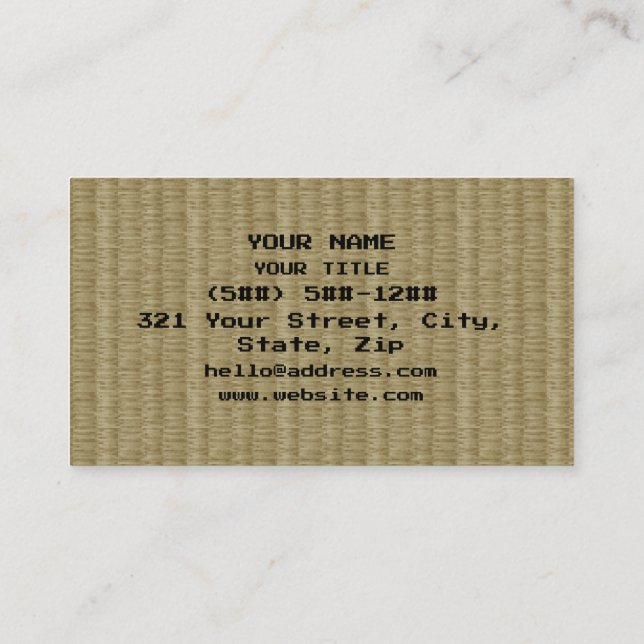 8 Bit Pixel Tatami Mat 畳 Business Card (Back)