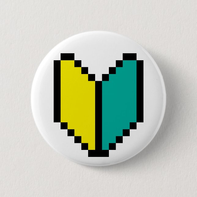 8 Bit Pixel Wakaba / Shoshinsha Mark 2 Inch Round Button (Front)