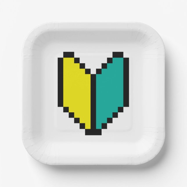 8 Bit Pixel Wakaba / Shoshinsha Mark Paper Plate (Front)