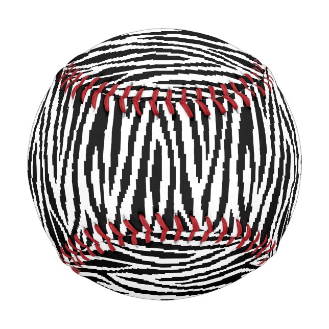 8 Bit Pixel Zebra Print Design Pattern Baseball (Front)