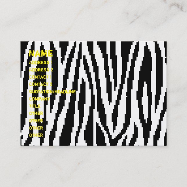 8 Bit Pixel Zebra Print Design Pattern Business Card (Front)