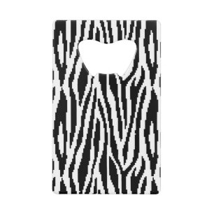8 Bit Pixel Zebra Print Design Pattern Credit Card Bottle Opener