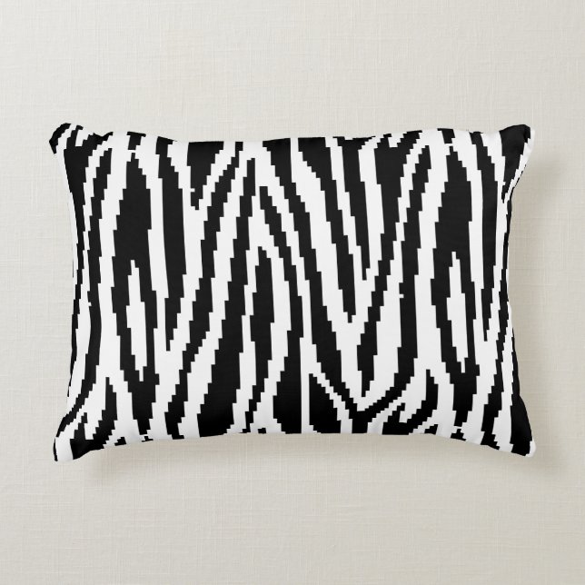 8 Bit Pixel Zebra Print Design Pattern Decorative Pillow (Front)