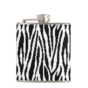 8 Bit Pixel Zebra Print Design Pattern Hip Flask