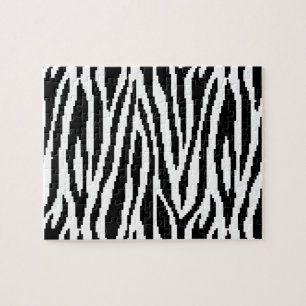 8 Bit Pixel Zebra Print Design Pattern Jigsaw Puzzle