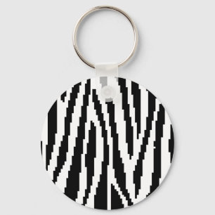 8 Bit Pixel Zebra Print Design Pattern Keychain